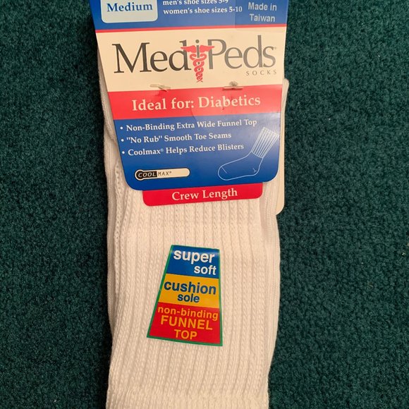 Men’s Medi-Peds Diabetic Crew Length Socks - Picture 1 of 2